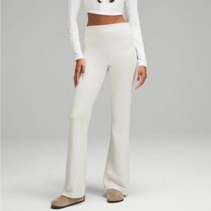 Lululemon Brushed Softstreme Rib Zip Flare Pant 32.5" White Opal Size 8 NWT